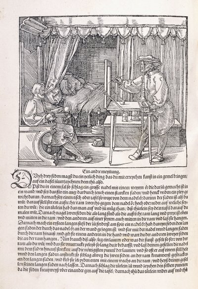 A draughtsman drawing a portrait, using a drawing frame by Albrecht Dürer