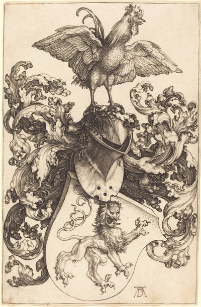 Coat of Arms with a Lion and a Cock by Albrecht Dürer