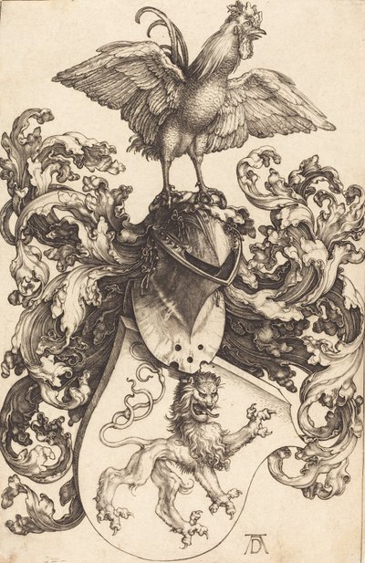 Coat of Arms with a Lion and a Cock by Albrecht Dürer