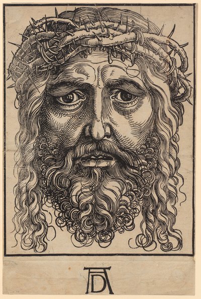 Large Head of Christ with Crown of Thorns by Albrecht Dürer