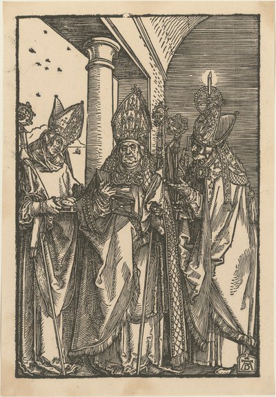 Saint Bishops Nicholas, Ulrich, and Erasmus by Albrecht Dürer