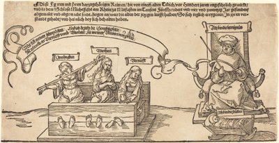 Justice, Truth and Reason in the Stocks with the Seated Judge and Sleeping Piety by Albrecht Dürer