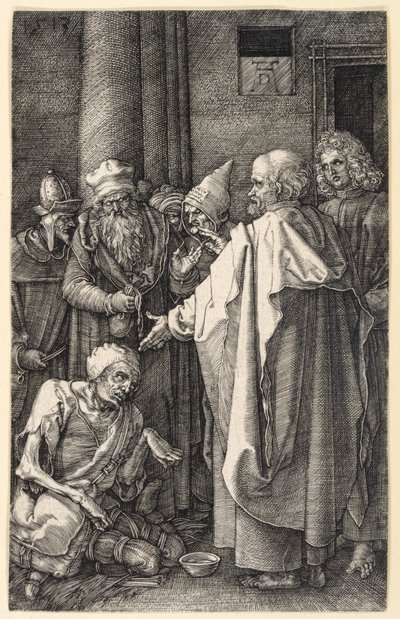 Peter and John Healing a Lame Beggar in the Temple (Engraved Passion) by Albrecht Dürer
