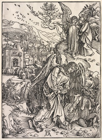 Revelation of St. John: Angel with the Key of the Bottomless Pit by Albrecht Dürer