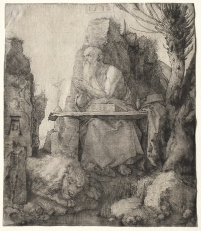 St. Jerome Seated Near a Pollard Willow by Albrecht Dürer