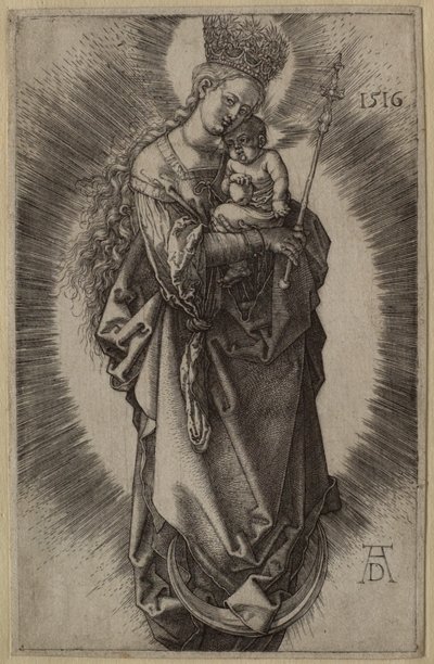 The Virgin on the Crescent with a Sceptre and a Starry Crown by Albrecht Dürer