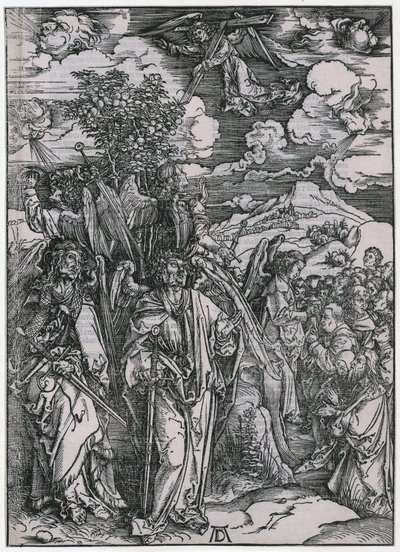 Four Angels Holding Back the Winds / The Sealing of the Chosen, V. Figure, Plate 7 of the Series "The Apocalypse" by Albrecht Dürer