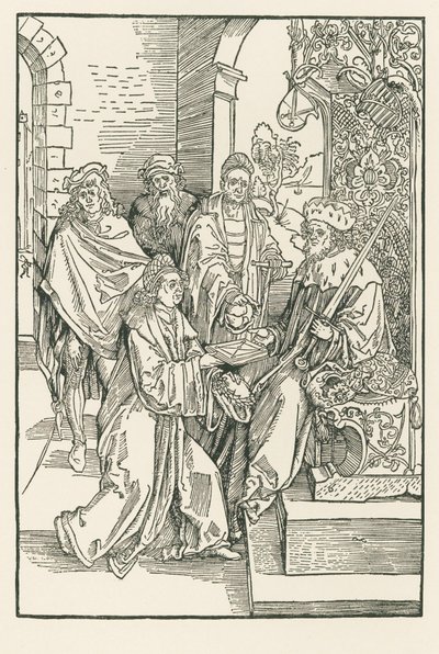 Conrad Celtes Handing His Edition of the Roswitha Comedies to the Elector Frederick of Saxony by Albrecht Dürer or Duerer