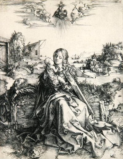 Madonna with a Dragonfly (engraving) by Albrecht Dürer