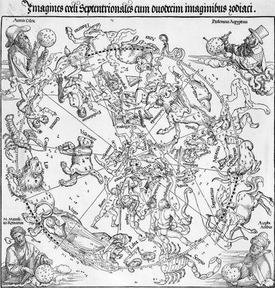 Pair of maps of the Northern and Southern Celestial Hemispheres by Albrecht Dürer or Duerer