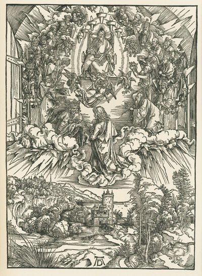 Saint John Before God and the Twenty-Four Elders in Heaven. The Revelation of Saint John by Albrecht Dürer or Duerer