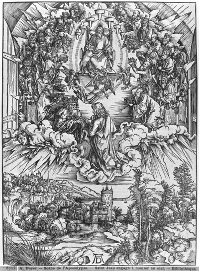 Scene from the Apocalypse, St. John before God the Father and the Twenty-Four Elders, German edition by Albrecht Dürer
