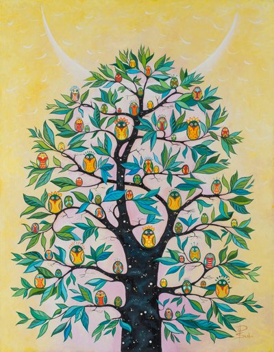 Tree of Whimsical Owls by Aleksandra Paranchenko