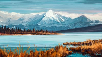 Autumn Mountain Lake by Alena Aenami