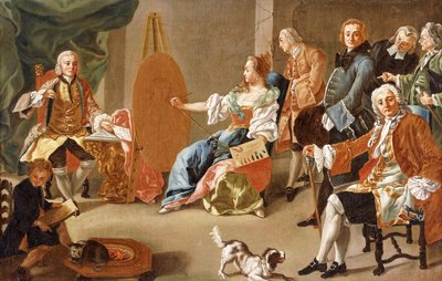 An Allegory of Painting: An Elegant Company in an Interior with a Gentleman Sitting for His Portrait by Alesio D Elia