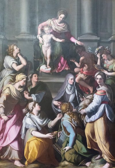 Madonna Enthroned with Child, Surrounded by Saints and Figures by Alessandro Allori