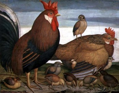 Cock, hen and chicks by Alessandro Battaglia