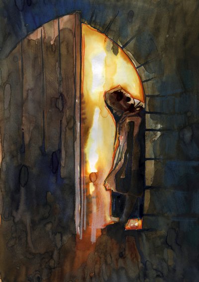 A monk in a haunted castle by Alessandro Lonati