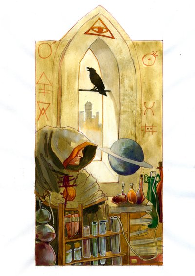 An alchemist in his laboratory by Alessandro Lonati