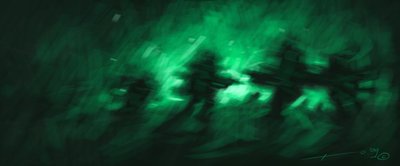 Battle, infrared night vision of soldiers by Alessandro Lonati