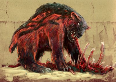 Fantastic Monsters and Creatures, Cryptozoology: The Nandi Bear, Inhabiting the Savannas of Tanzania and Kenya by Alessandro Lonati