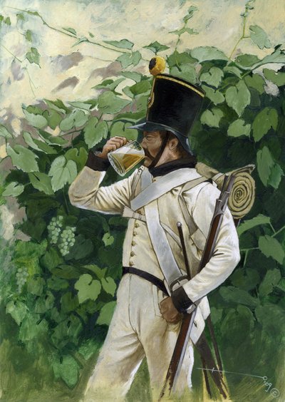 First Empire: Austrian Line Infantry Officer Drinking a Beer Mug by Alessandro Lonati
