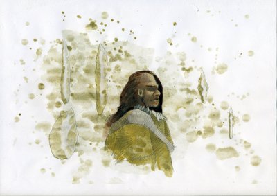 Neanderthal Man with Flint Tools (Illustration) by Alessandro Lonati