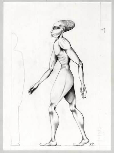 Science fiction illustration: an alien from the planet Mars to the conquest of space by Alessandro Lonati