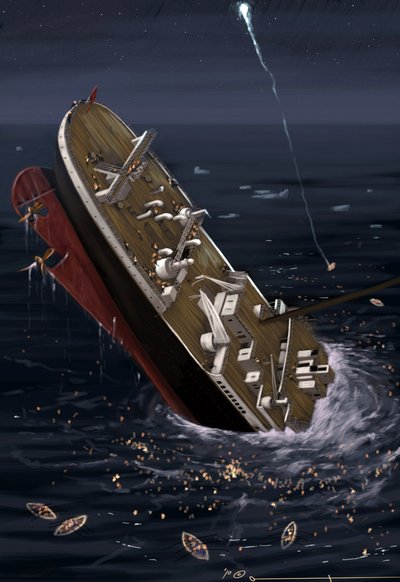View of the Titanic sinking on 14 and 15 April 1912 by Alessandro Lonati