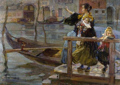 Mother with Two Children by Alessandro Milesi