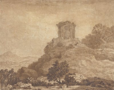 Landscape with a ruined temple, c.1756 by Alexander Cozens