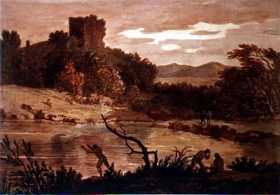 Landscape with Men Bathing by Alexander Cozens