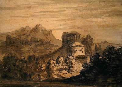 Mountainous Landscape with Italianate Buildings by Alexander Cozens