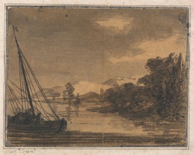 River and Boat by Alexander Cozens
