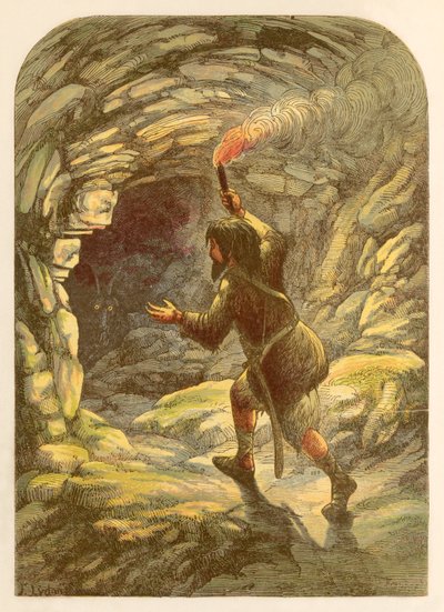 Robinson Crusoe Frightened by a Goat in a Cave by Alexander Francis Lydon