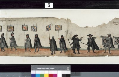 (detail) The Huntly Funeral Procession, said to have been used for the obsequies of George 1st, Marquess of Huntly by Alexander Kincaid