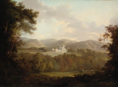 View of Dreghorn Castle, Midlothian, with Figures and a Hay Cart in the Foreground by Alexander Nasmyth