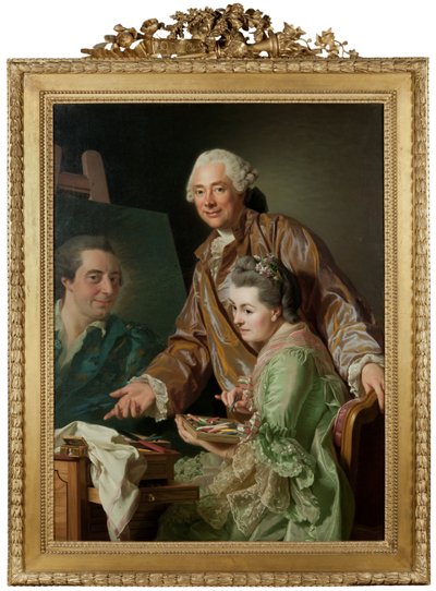 The Artist and his Wife Marie Suzanne Giroust Painting the Portrait of Henrik Wilhelm Peill by Alexander Roslin