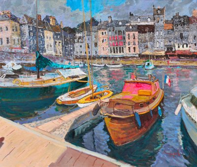 Colorful Harbor Boats by Alexander Shandor