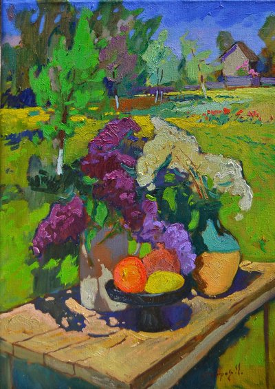 Sunny Lilacs Garden Still Life by Alexander Shandor
