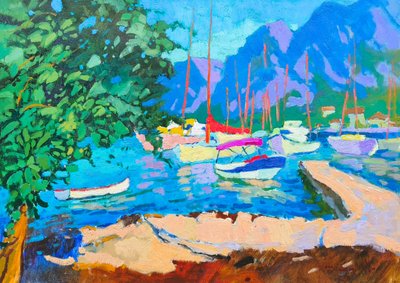 Vibrant Mediterranean Harbor by Alexander Shandor