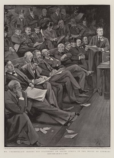 Mr Chamberlain Making His Statement on South Africa in the House of Commons by Alexander Stuart Boyd