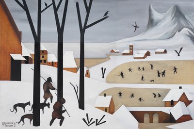 Hunters In Winter Village by Alexander Trifonov