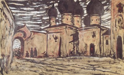 Stage design for the opera The Pskov Maiden by N. Rimsky-Korsakov by Alexander Yakovlevich Golovin