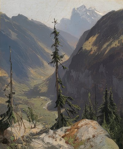 The Lütschine Valley with the Wetterhorn. Around 1850 by Alexandre Calame