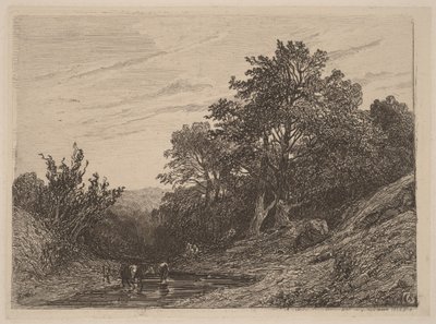 Herd in a Stream by Alexandre Calame