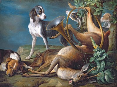 Still Life of Dead Game with Hounds, 1730 by Alexandre Francois Desportes