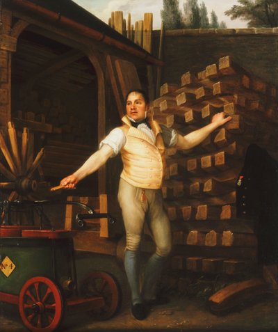 A Wheelmaker with a Fire Engine in a Yard by Alexandre François Louis de Girardin