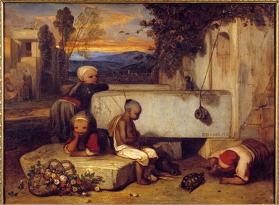 Turkish Children Playing with a Turtle by Alexandre Gabriel Decamps