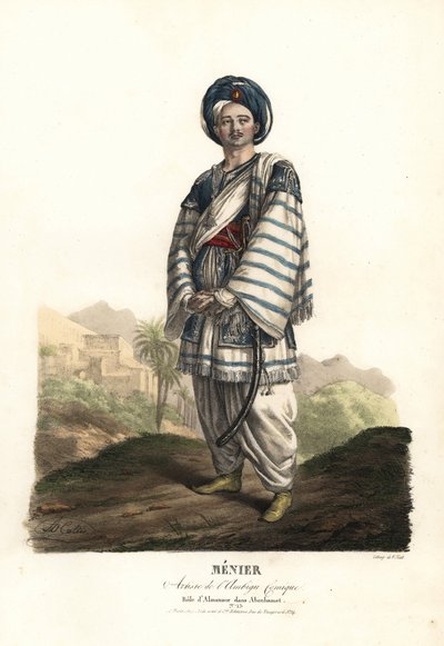 Paulin Menier as Almanzor in Abenhamet by Anne-Honore-Joseph Duveyrier, Music by Adrien Quaisain, Ambigu Comique by Alexandre Marie Colin